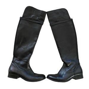 Frye Black Over The Knees Leather Boots